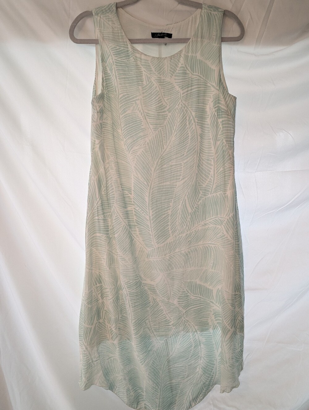 Charlie B Pale Mint and White Leaf-Print Sleeveless Dress
